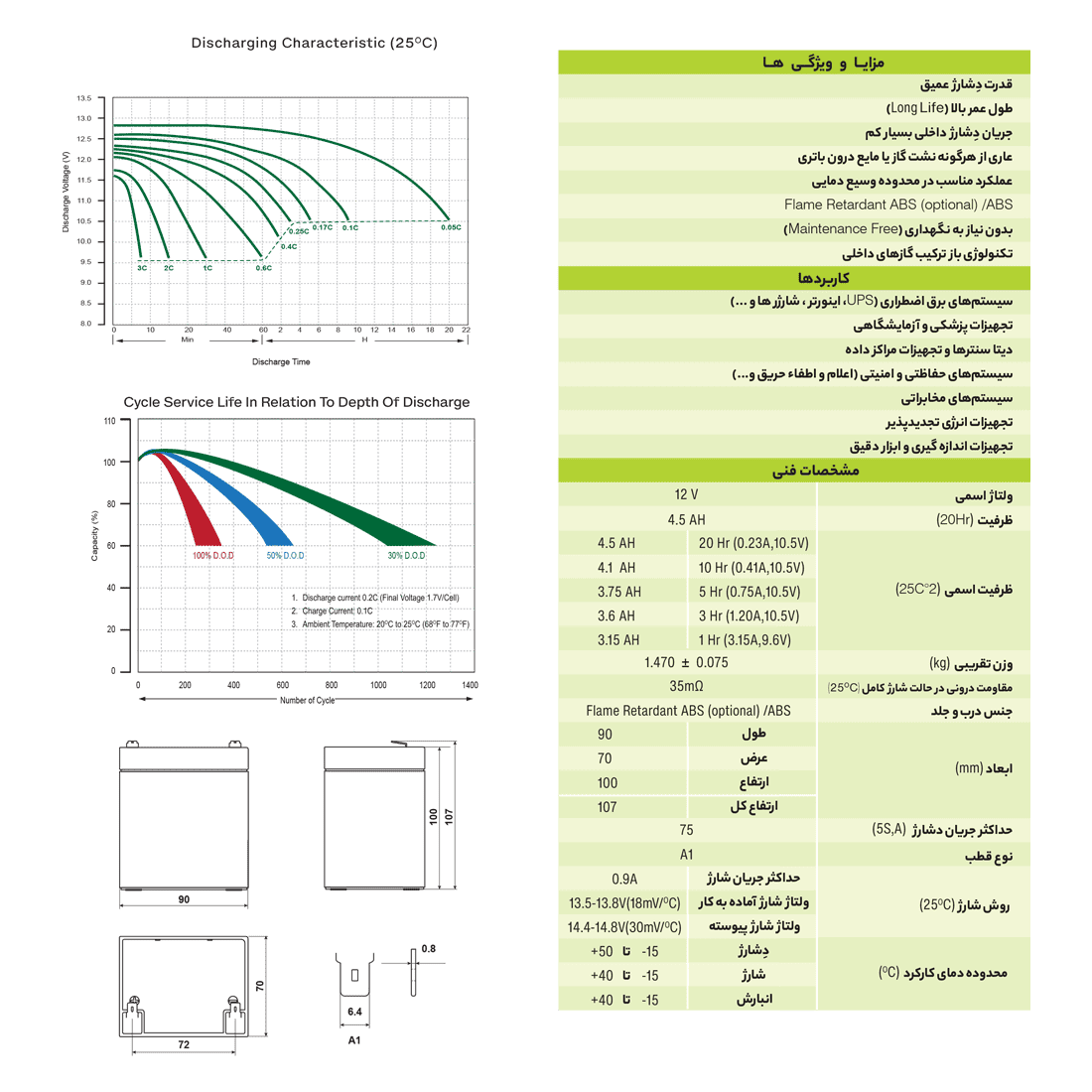 باتری زیکو 12 ولت 4.5 آمپر - Image 3